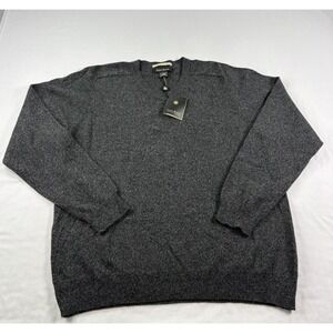 Glen Royal Cashmere Sweater Mens Large Gray V-Neck Pullover Vintage 90s NEW